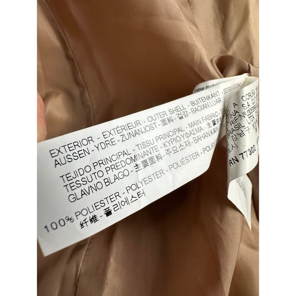 Zara‎ Basic Worn once down feather blend fur hood trim coat beige caramel size S - Picture 6 of 14